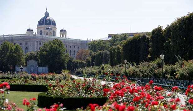 A public garden next to the Natural History Museum is seen in Vienna.