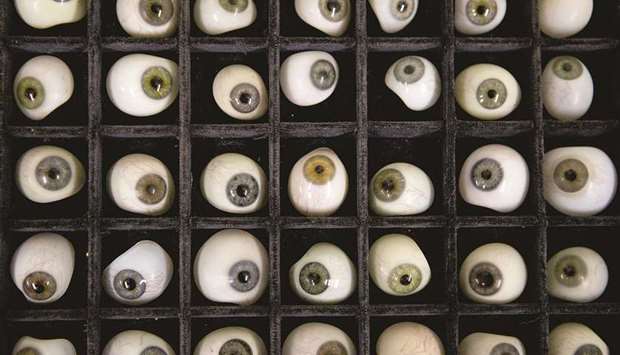 THE EYES HAVE IT: Glass eyeballs seen during a private tour of the Science Center collection at Taylor Community Resource Center in St. Louis.