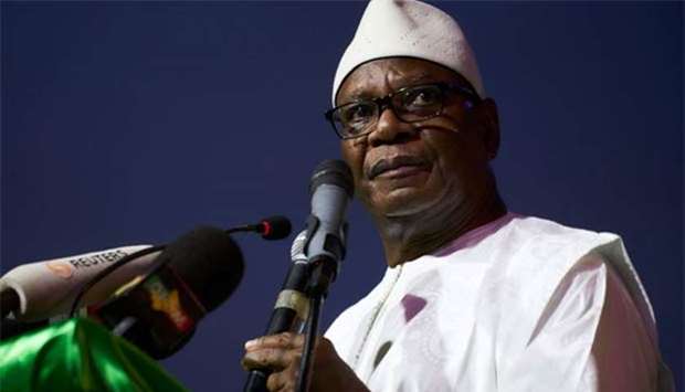 Mali's incumbent president Ibrahim Boubacar Keita addressing his supporters during a political rally in Bamako last week.