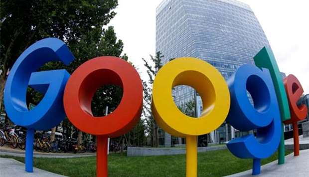 The brand logo of Alphabet Inc's Google is seen outside its office in Beijing.