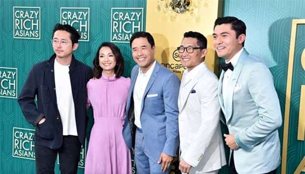 Steven Yeun, Jae Suh Park, Randall Park, Daniel Dae Kim and Henry Golding attend the premiere of 'Crazy Rich Asians' at TCL Chinese Theatre IMAX in Hollywood, California earlier this month.