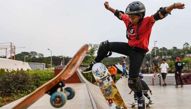 Indonesian skateboarder Aliqqa Noverry