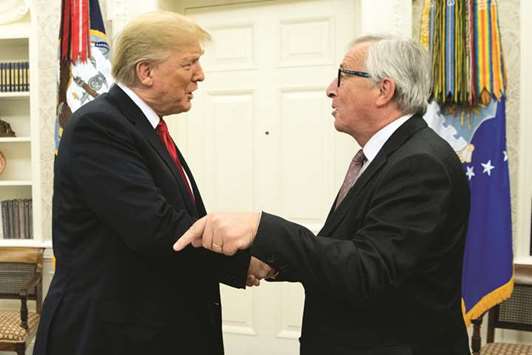 US President Donald Trump and European Commission President Jean-Claude Juncker at the White House last month.