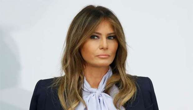 US First Lady Melania Trump attends the Federal Partners in Bullying Prevention (FPBP) Cyberbullying Prevention Summit on the positive and negative effects of social media on youth in Rockville, Maryland, on Monday.