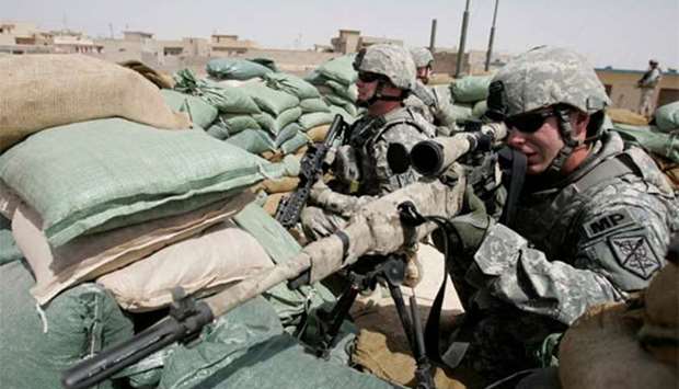US soldiers take part in a training session in Mosul. File picture