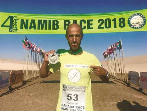 FINISH LINE: Hichame at Namibia 250 kilometre finish line. Photo supplied