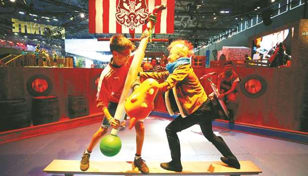 Children play during the media day at Gamescom.
