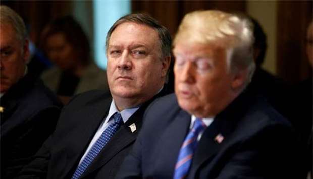 US Secretary of State Mike Pompeo listens as President Donald Trump speaks during a cabinet meeting at the White House last month.