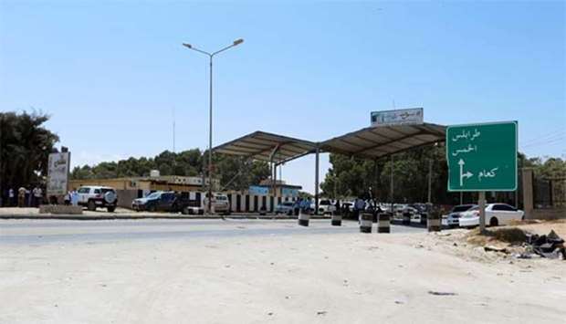 The Kaam checkpoint is pictured after a gun attack in Zliten, east of Tripoli, on Thursday.