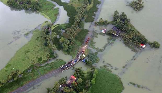 A flooded area is seen in Kerala early this week. Kerala has had two rounds of floods this season.