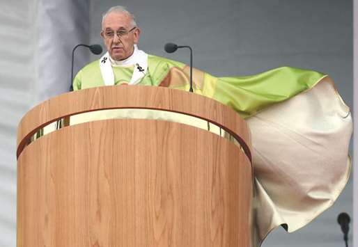 Pope Francis leading the World Meeting of Families closing mass in Phoenix Park, Dublin.