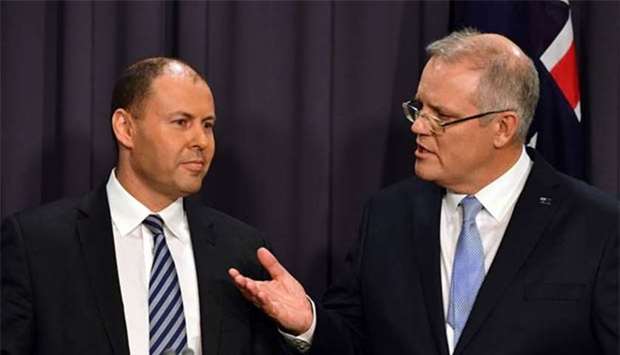 Australia's Prime Minister Scott Morrison (right) is seen with deputy Liberal leader Josh Frydenberg.