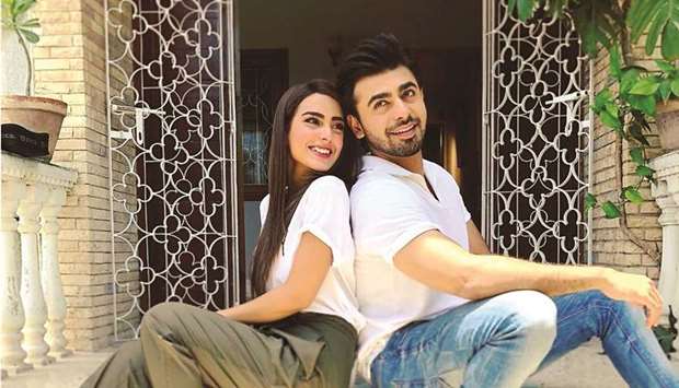 IN THE MIDST OF A PURPLE PATCH: Iqra Aziz with Farhan Saeed, right, during the shooting of Suno Chanda (2018), a TV serial that did exceedingly well, taking over the primetime viewership during Ramadan.