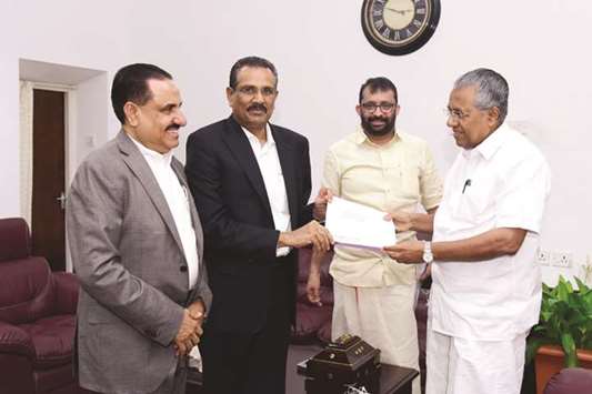 Safari Group managing director Aboobacker Madappat and Group director and general manager Zainul Abideen jointly handed over the cheque to Kerala Chief Minister Pinarayi Vijayan in the presence of Assembly Speaker P Sreeramakrishnan.