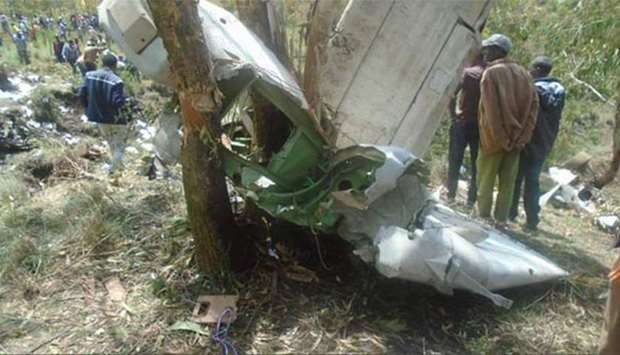 Wreckage of the helicopter that crashed in Ethiopia's Oromiya region.