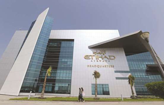 The Etihad Airways headquarters in Abu Dhabi (file). The airline posted a $1.52bn core airline loss for 2017, extending losses at the main airline unit to almost $3.5bn in the past two years.