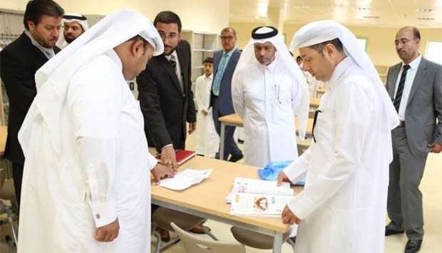 HE the Minister of Education and Higher Education Dr Mohamed Abdul Wahed Ali al-Hammadi during his visit to the school on Thursday.