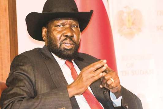 South Sudanu2019s President Salva Kiir addresses a press conference during a visit of Sudanu2019s Foreign Minister Al Dirderi Mohamed Ahmed at state house, in Juba yesterday.