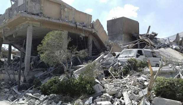 The ruins of Syrian Scientific Research Centre destroyed in a bombing. April 16, 2018 file picture