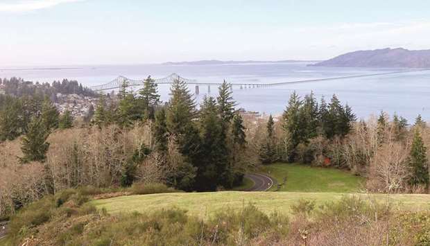 PICTURESQUE: The wide stretch of the Columbia River as it meets the Pacific, seen from the Astoria Column.