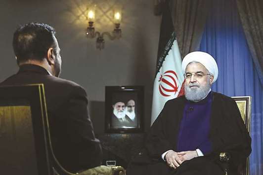 President Hassan Rouhani giving an interview to the Iranian TV in Tehran yesterday.