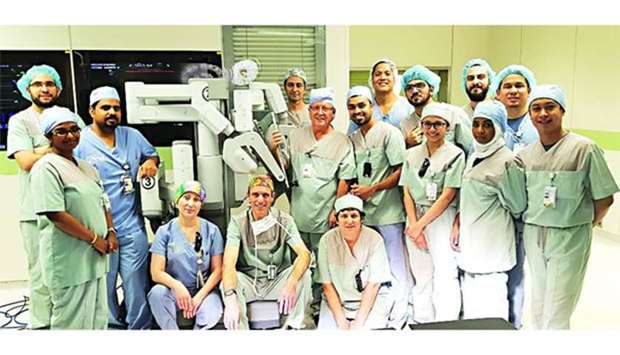 The Sidra team that performed a robotic surgery.