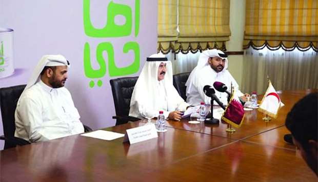 QRCS officials announcing the Udhiya campaign at a press conference on Wednesday.