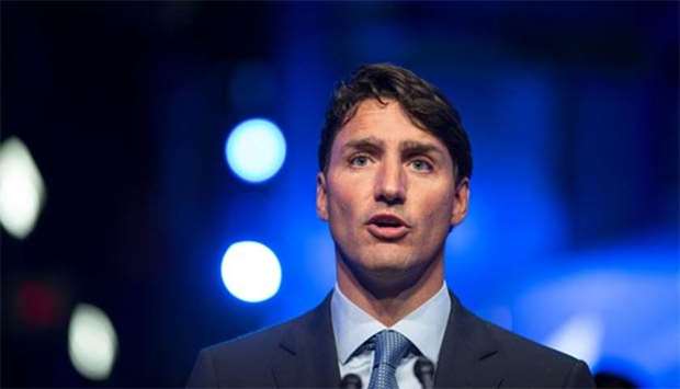 Canada's Prime Minister Justin Trudeau answers questions from the media in Montreal on Wednesday. Trudeau said he would keep pressing Saudi Arabia on its human rights record.