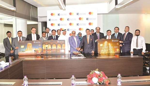 Doha Bank Group CEO Dr R Seetharaman and other dignitaries during the launch ceremony.
