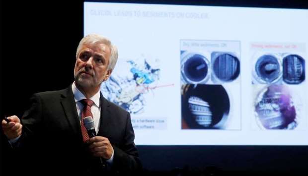 Johann Ebenbichler, Vice President of quality control department of BMW group speaks during a news conference in Seoul
