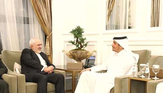 HE the Deputy Prime Minister and Minister of Foreign Affairs Sheikh Mohamed bin Abdulrahman al-Thani on Sunday met with Iran's Foreign Minister Mohamed Javad Zarif, who is currently visiting the country. During the meeting, they reviewed bilateral relations and ways of enhancing them, in addition to issues of common interest.