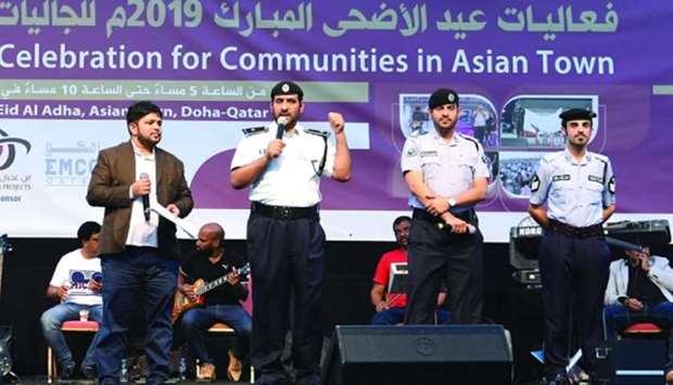 Lieutenant Khalid Hussain al -Shammari of Community Policing Department addresses the gathering at Asian Town.