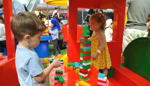 Young children take part in a number of activities at the first Lego festival at Doha Festival City. PICTURE: Nasar TK