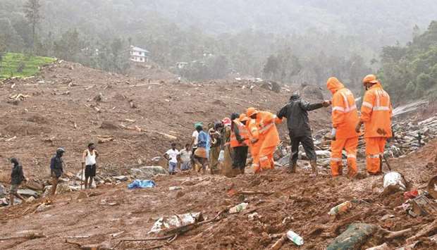 Rescue operations underway at the site of mudslide in Keralau2019s Wayanad.