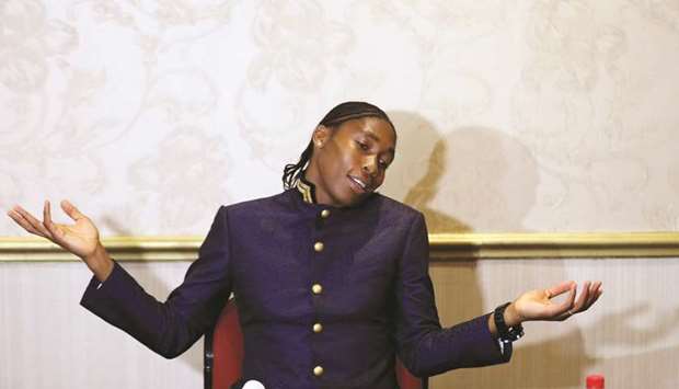 South African athlete Caster Semenya speaks at a womenu2019s conference in Johannesburg yesterday. (Reuters)