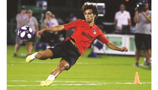 In this July 30, 2019, picture, Atletico Madrid forward Joao Felix takes part in the touch and volley contest during the MLS Skills Challenge at the ESPN Wide World of Sports Complex in Orlando, United States. (USA TODAY Sports)