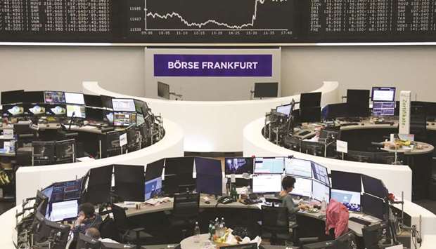 The German share price index DAX graph is pictured at the stock exchange in Frankfurt yesterday. The DAX30 plunged 2.2% to close at 11,492.66 yesterday.