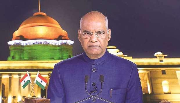 President Ram Nath Kovind addresses the nation on the eve of Independence Day in New Delhi yesterday.