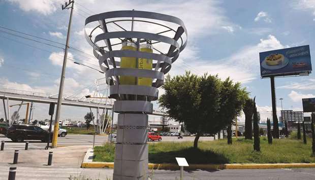 A view of the BioUrban 2.0 air purification system in Puebla, Mexico.