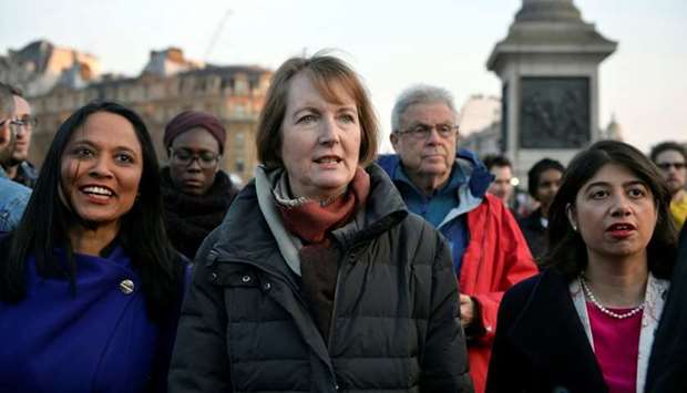Labour politician Harriet Harman joins a vigil in Trafalgar Square the day after an attack, in London, Britain on March 23, 2017