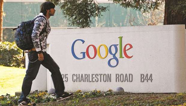 A worker arrives at the Google headquarters in Mountain View, California. Google, Facebook Inc and Amazon.com Inc are all scheduled to testify in Washington today in support of the Trump administrationu2019s efforts to potentially punish France for enacting a 3% tax on global tech companies with at least u20ac750mn ($832mn) in global revenue and digital sales of u20ac25mn in France.