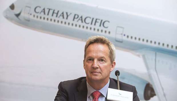 Cathay Pacificu2019s chief executive officer Rupert Hogg at a press conference in Hong Kong.