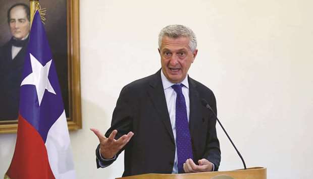 UN High Commissioner for Refugees (UNHCR) Filippo Grandi speaks with the media.