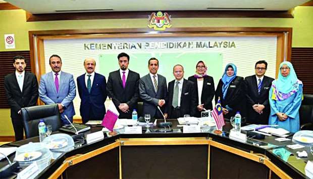 Officials from the Qatar's ministry of education and higher education and the Malaysian ministry of education during the first meeting of the Joint Working Group of Qatar and Malaysia in Kuala Lumpur on Monday.