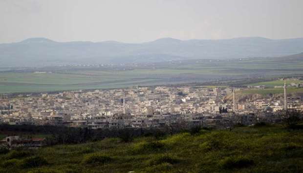 A general view shows Khan Sheikhoun in the southern countryside of Idlib