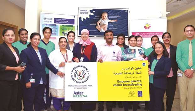 Dr Reda Taha Abou Elazab of Ministry of Public Health inaugurates the activities with other officials at Aster Hospital, Doha.