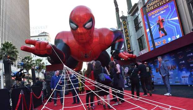 A giant inflatable Spider-Man is displayed on the red carpet for the ,Spider-Man: Far From Home, World premiere at the TCL Chinese theatre in Hollywood.  File photo: June 26, 2019