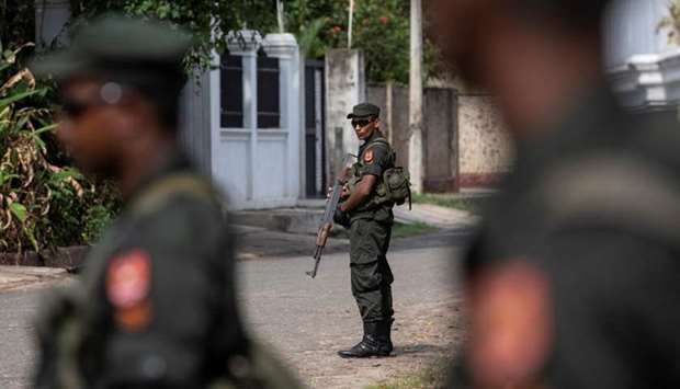 Soldiers stand guard outside St. Sebastian Church, days after a string of suicide bomb attacks across the island on Easter Sunday, in Negombo, Sri Lanka, May 1, 2019