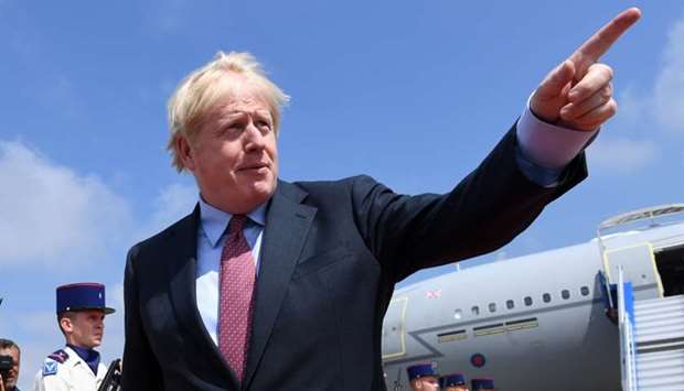 Britain's Prime Minister Boris Johnson arrives in Biarritz for the G7 summit, France.