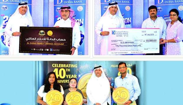 Doha Bank officials with the latest winners.